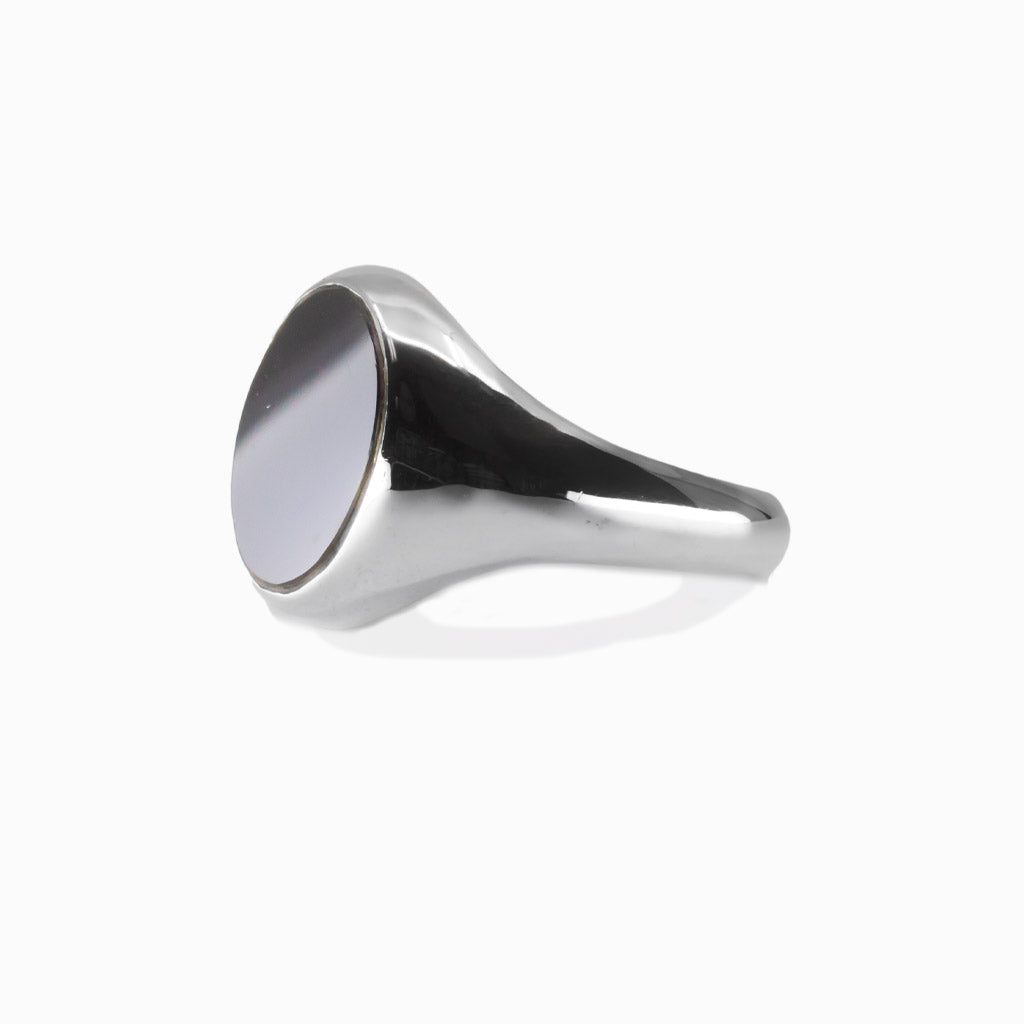 ONYX SILVER THICK BAND STERLING SILVER| MADE IN EARTH