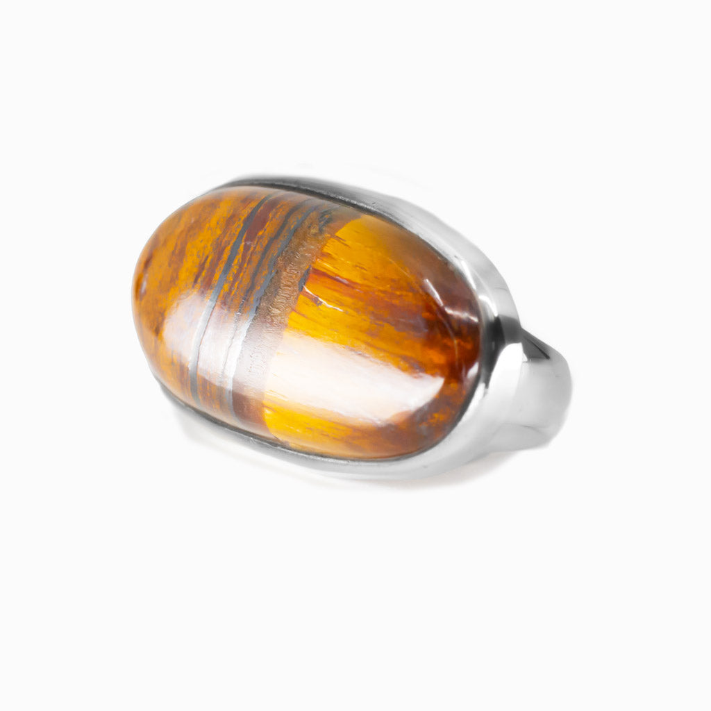 CABOCHON TIGER IRON OVAL STERLING SILVER RING | MADE IN EARTH