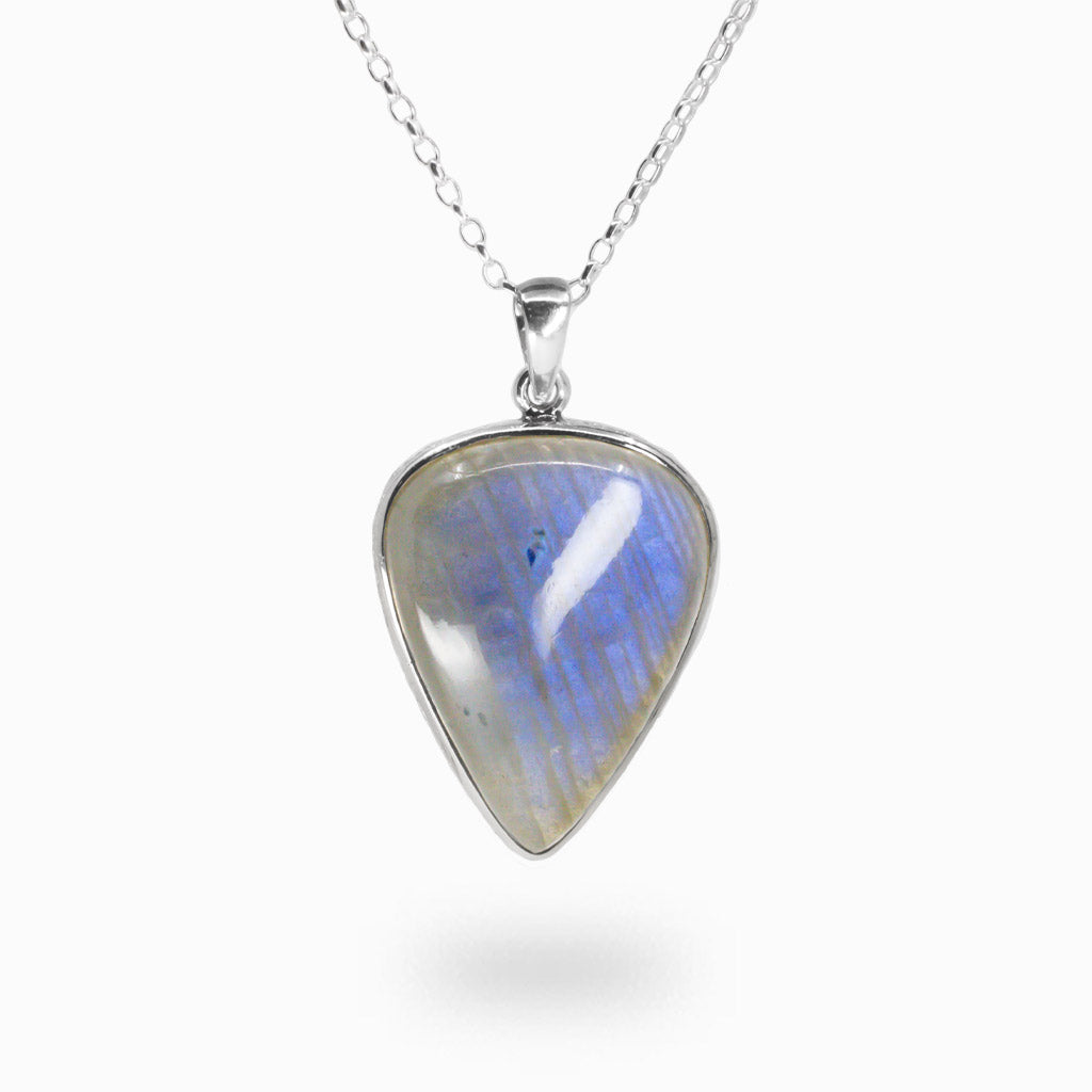 labradorite tear cabochon necklace sterling silver blue flash labradorite gemstone pendant