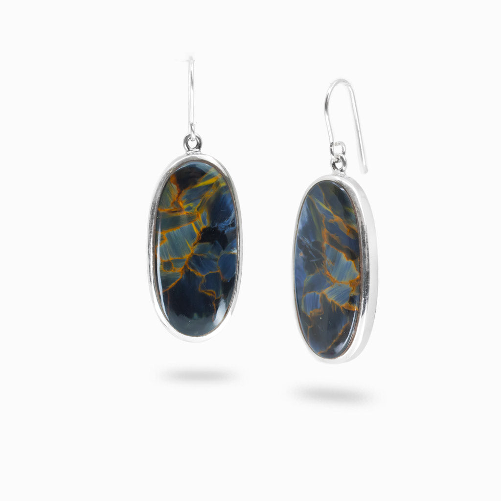 Oval pietersite earrings in sterling silver