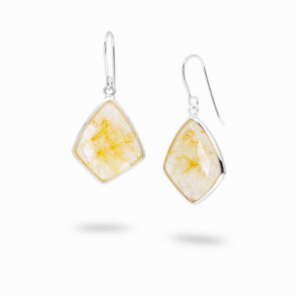 Golden Rutilated Quartz Drop Earrings