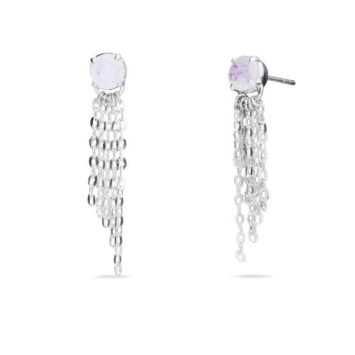 Rainbow Moonstone Stud Drop Earrings