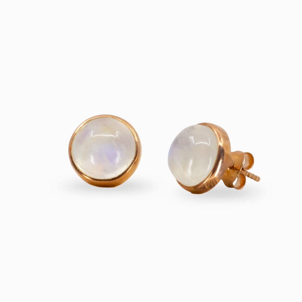 Rainbow Moonstone Stud Earrings
