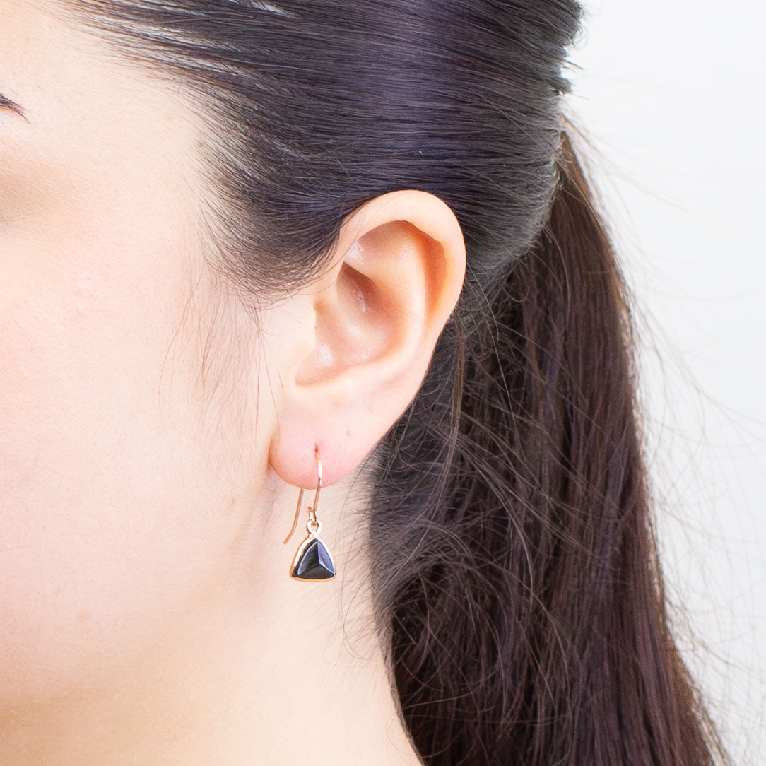 BLACK TOURMALINE DROP EARRINGS IN ROSE GOLD VERMEIL FINISH | MADE IN EARTH