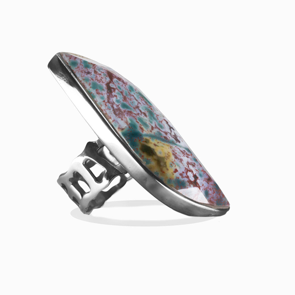FACETED BLOODSTONE RING LARGE STERLING SILVER | MADE IN EARTH