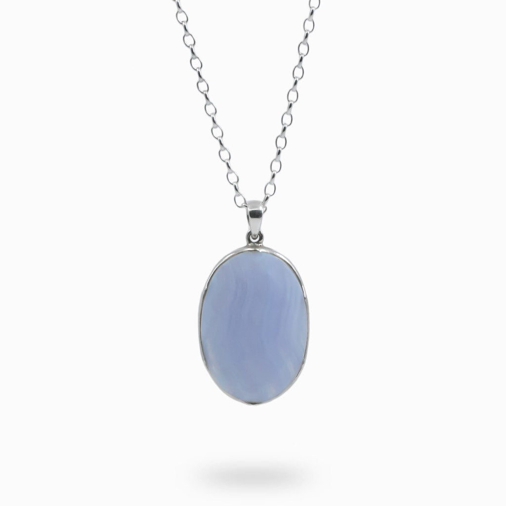 FACETED OVAL BLUE LACE AGATE NECKLACE
