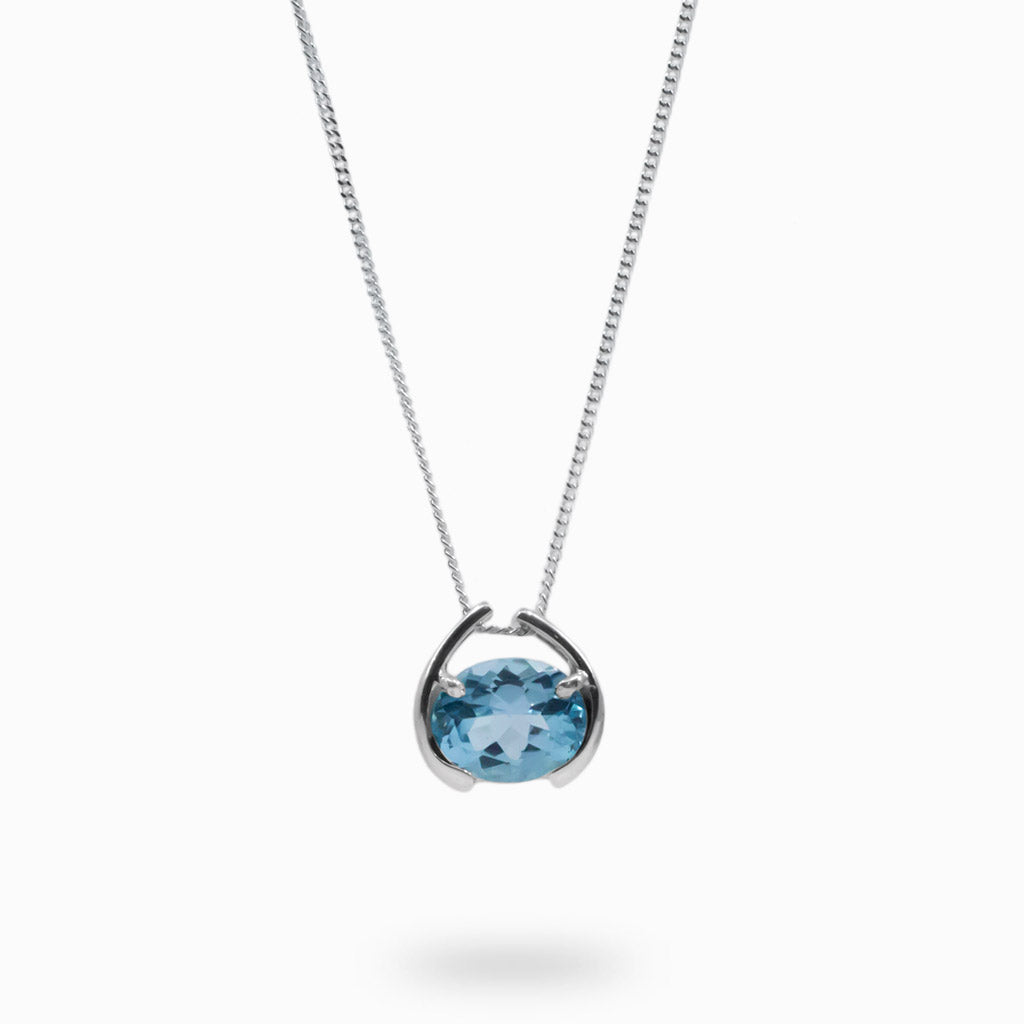 Faceted Oval Blue Topaz necklace