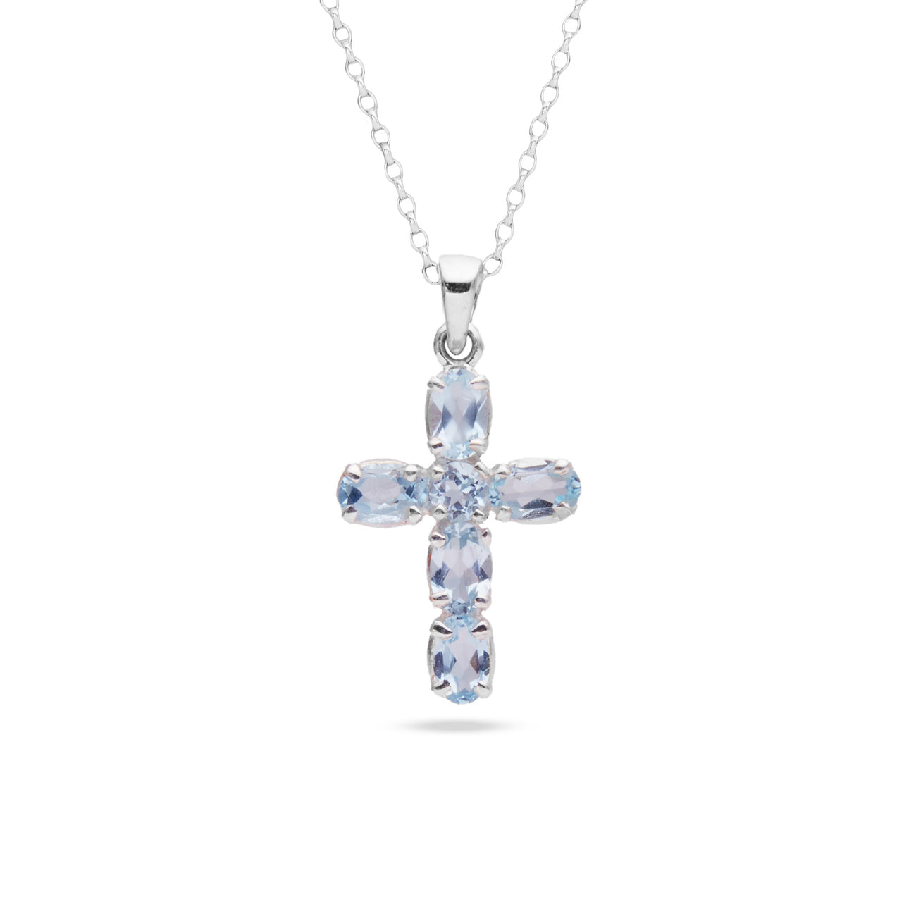 BLUE TOPAZ CROSS NECKLACE