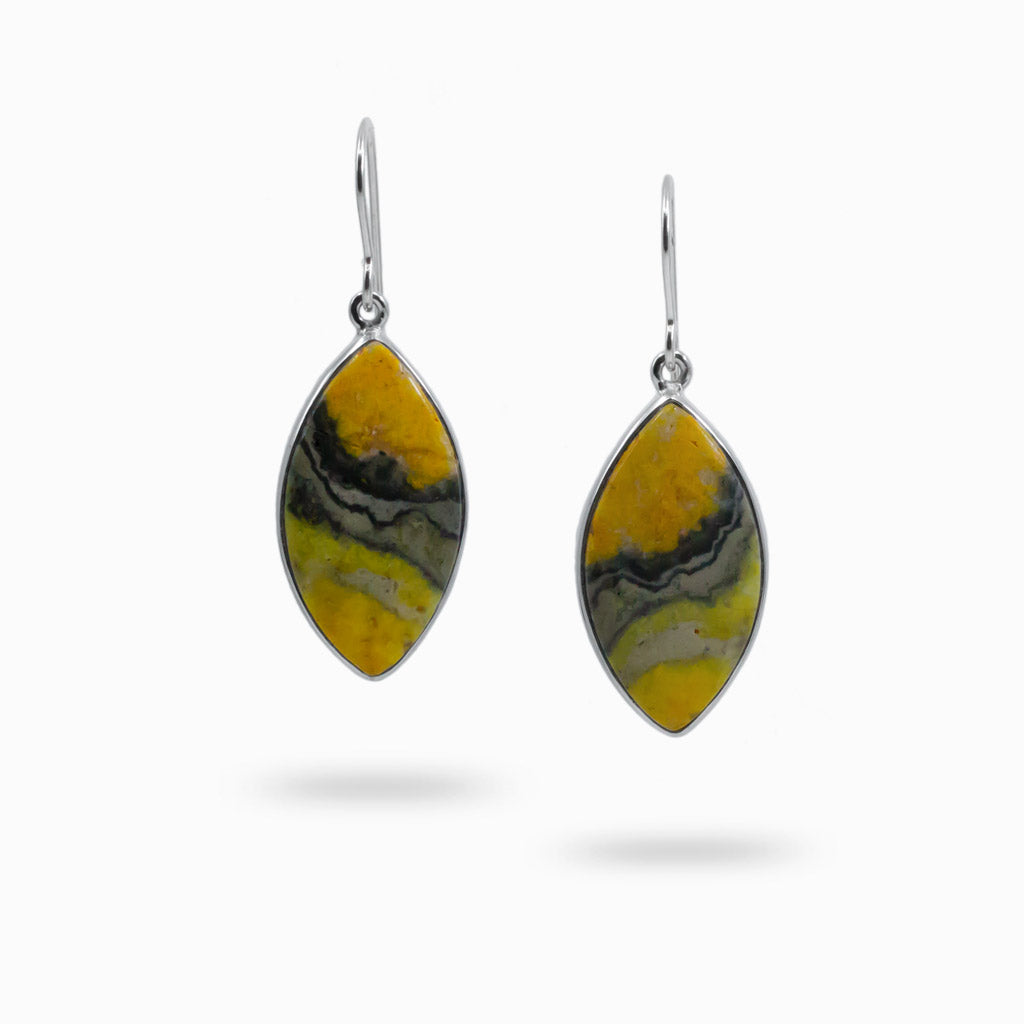 Cabochon Maquis Bumble Bee Jasper Drop Earrings