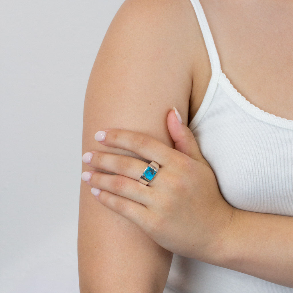 Feroza Turquoise ring on model