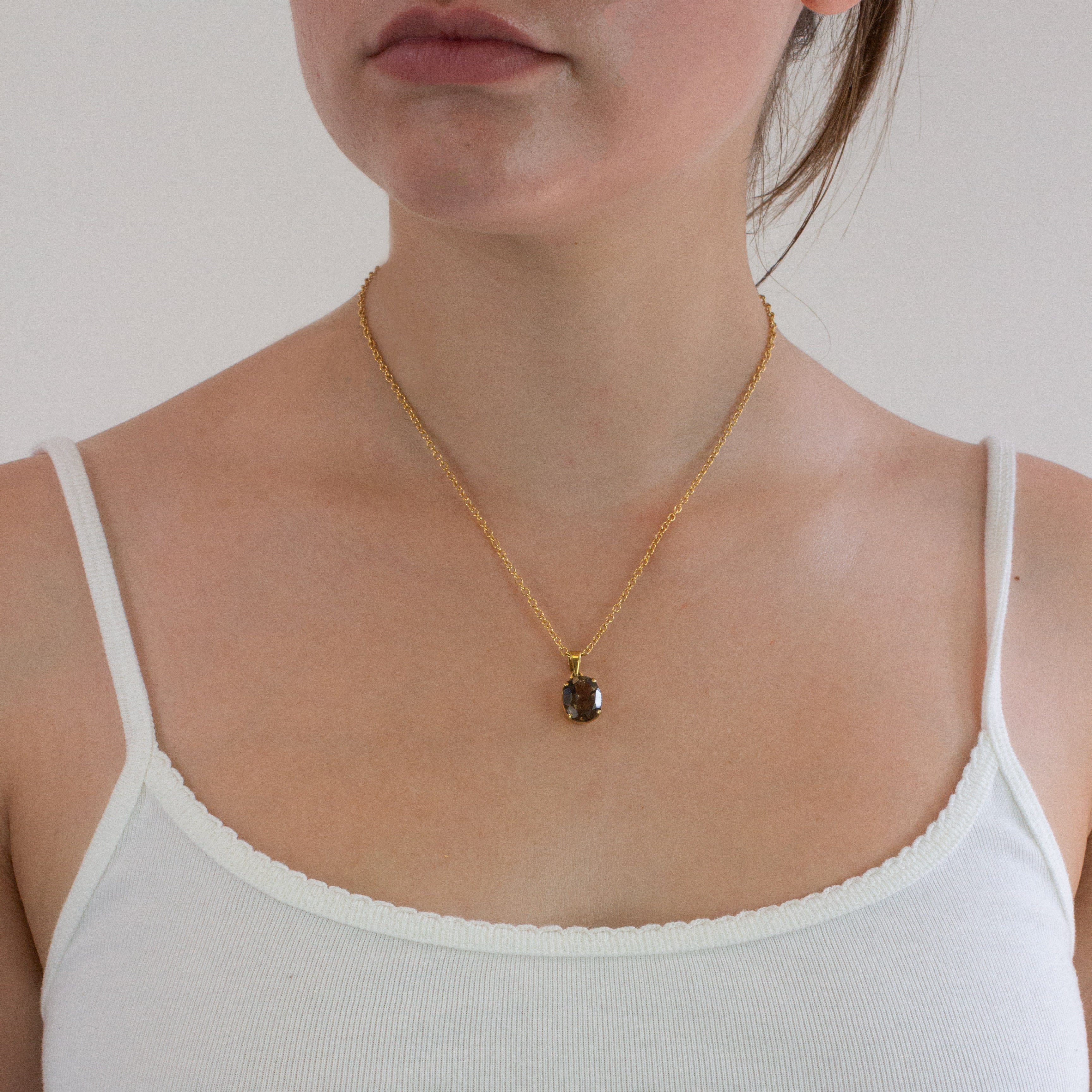 Smokey Quartz necklace on model
