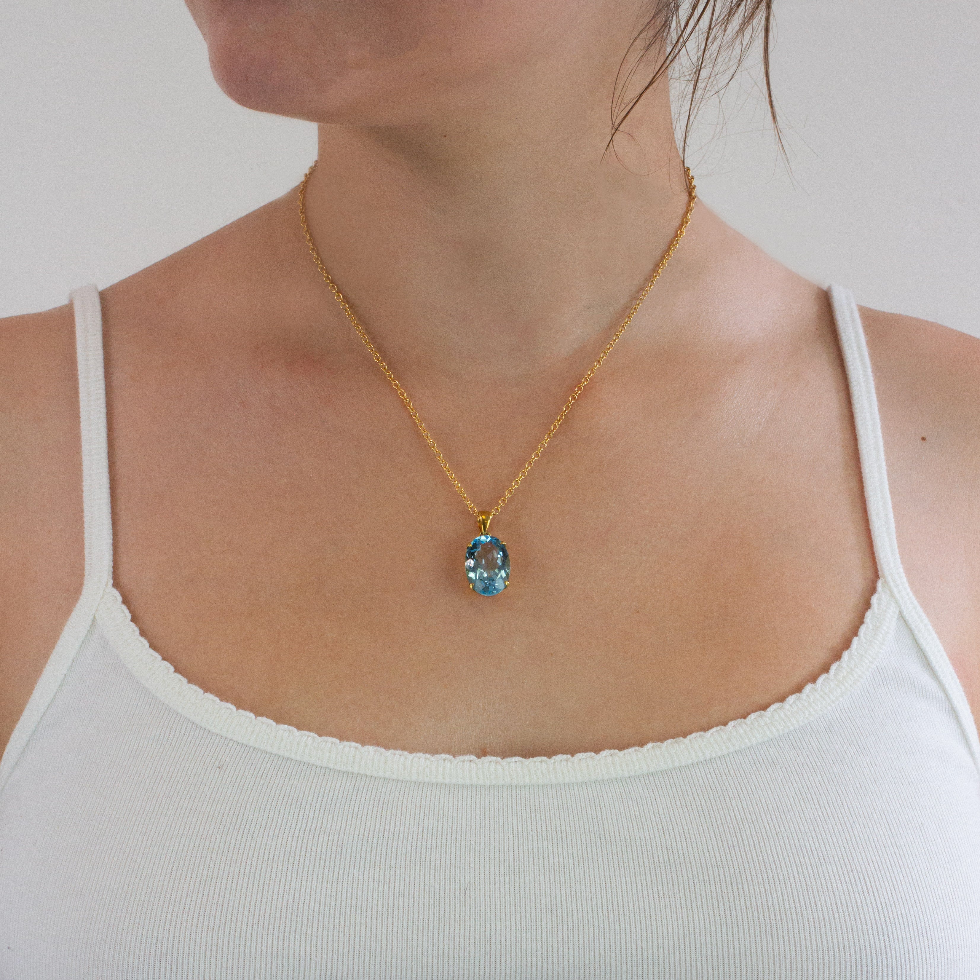 BLUE TOPAZ NECKLACE ON MODEL