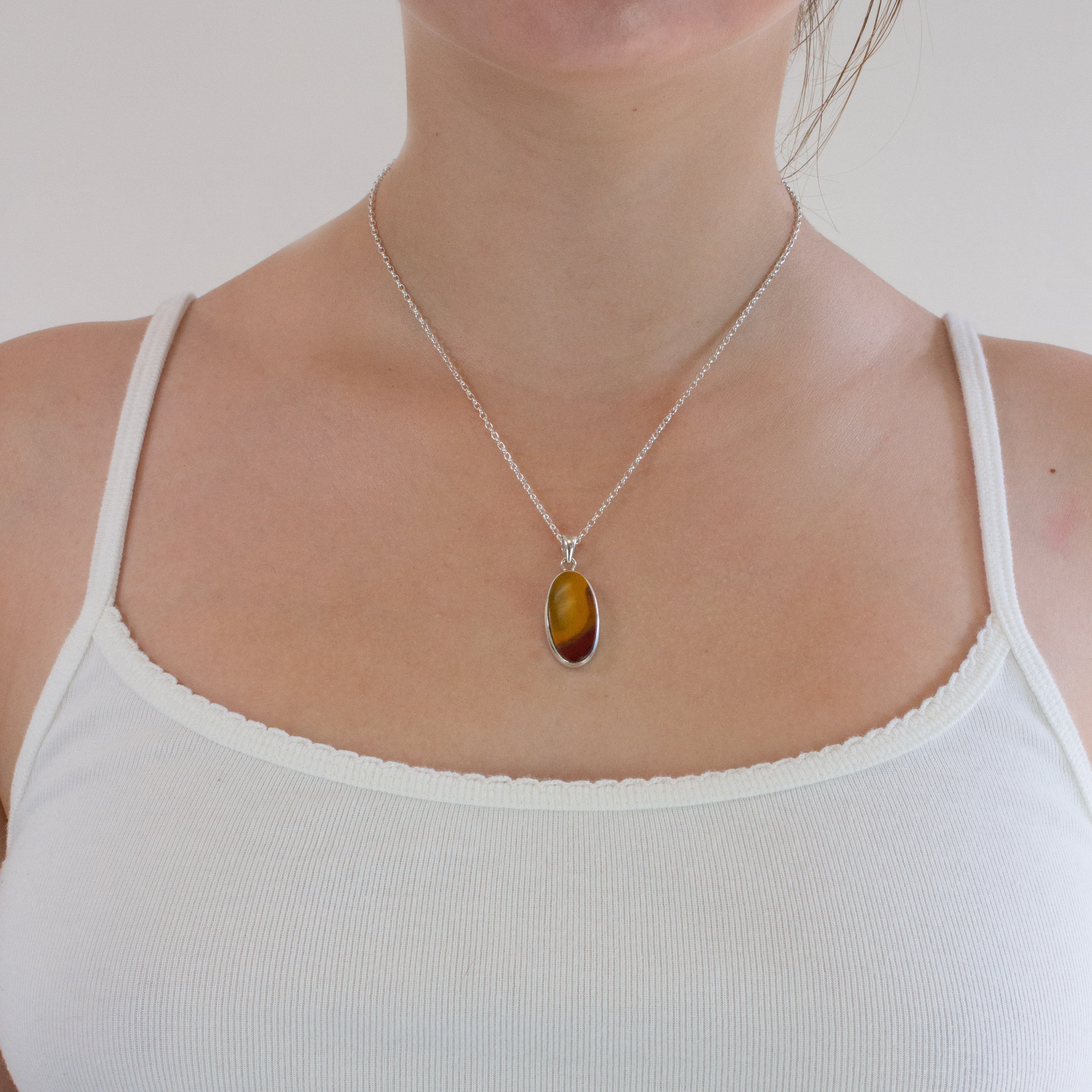 Mookaite necklace on model
