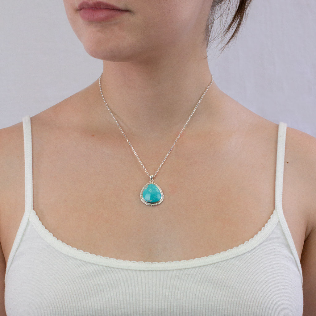Turquoise necklace on model