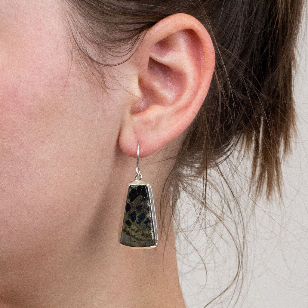 Apache Gold drop earrings on model