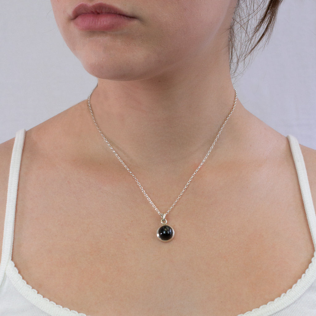 Black Star Diopside necklace on model