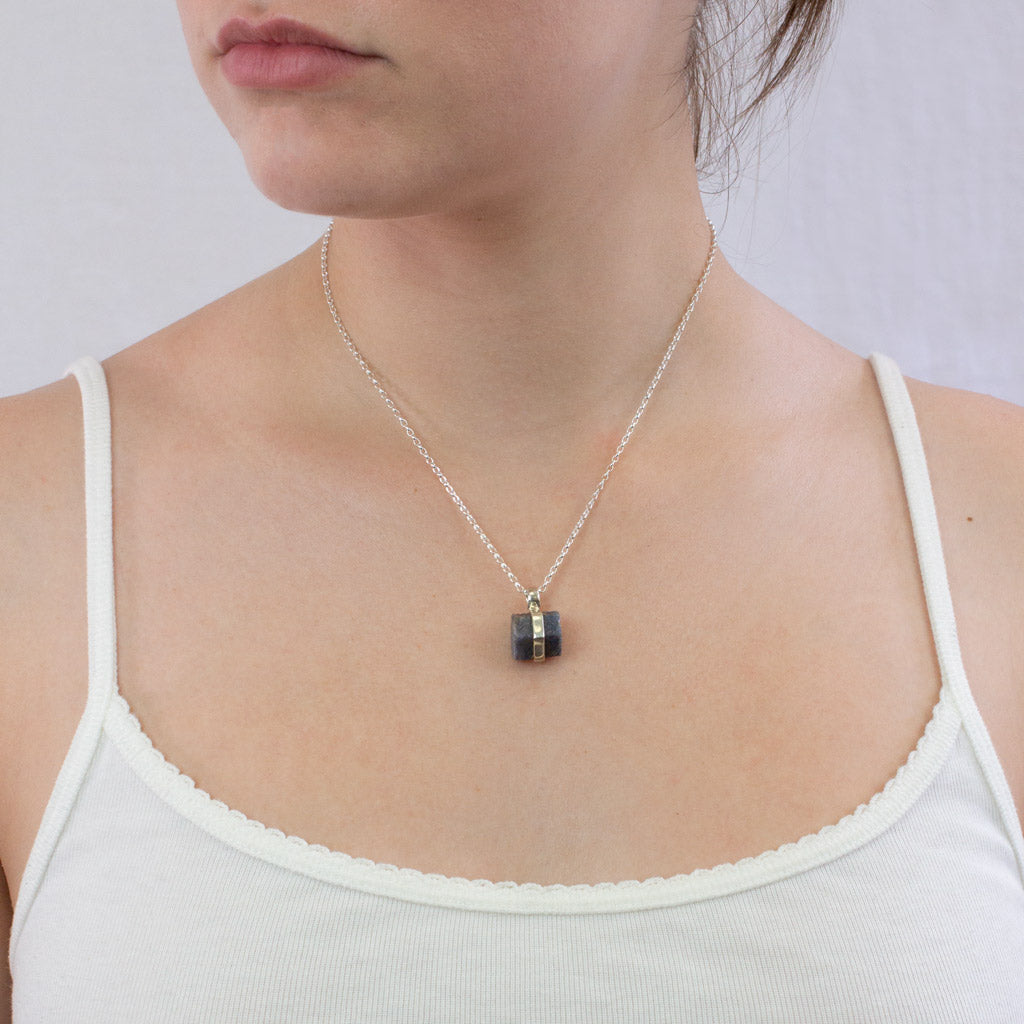 Sapphire necklace on model