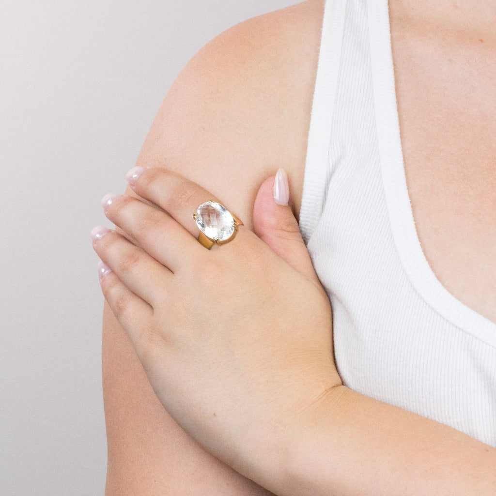 Clear Quartz ring on model