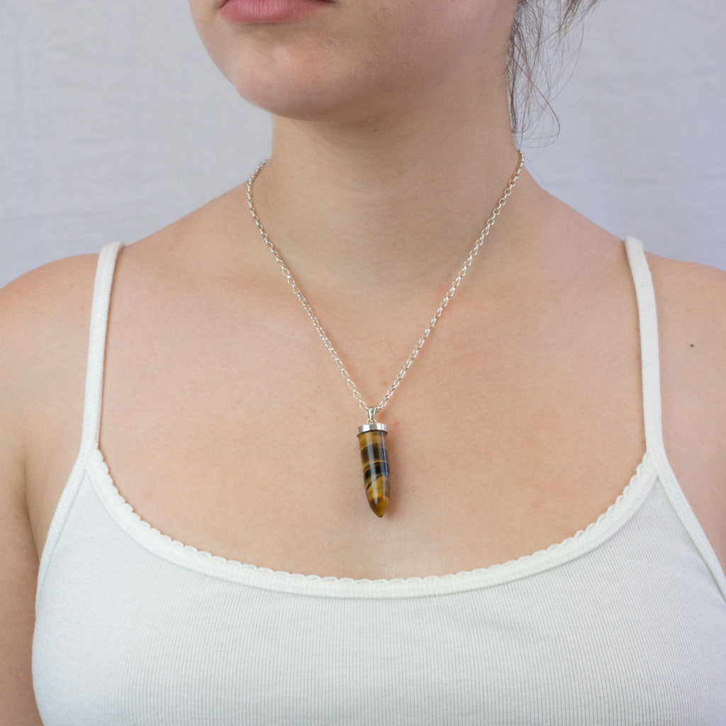 Tiger Eye necklace on model