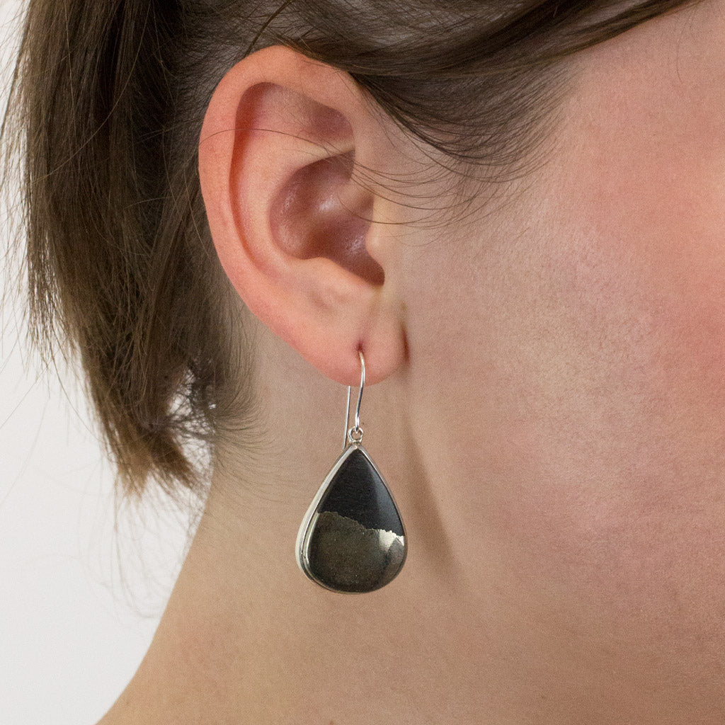 Apache Gold Drop earrings on model