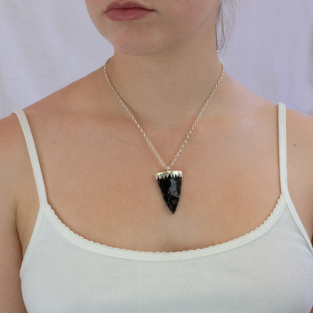 Apache Tear Necklace on model