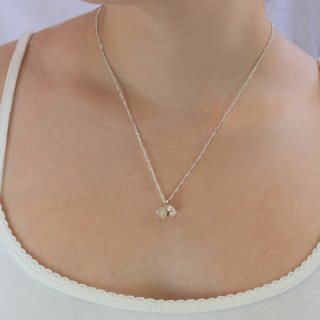 Herkimer Diamond necklace on model