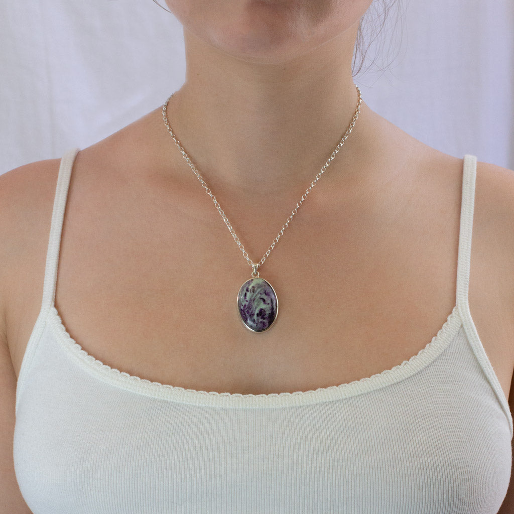 Kammererite necklace on model