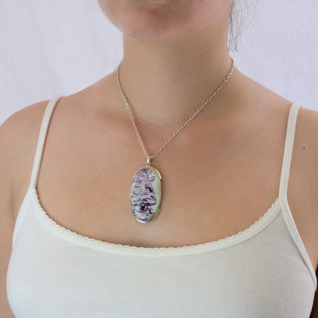 Kammererite necklace on model