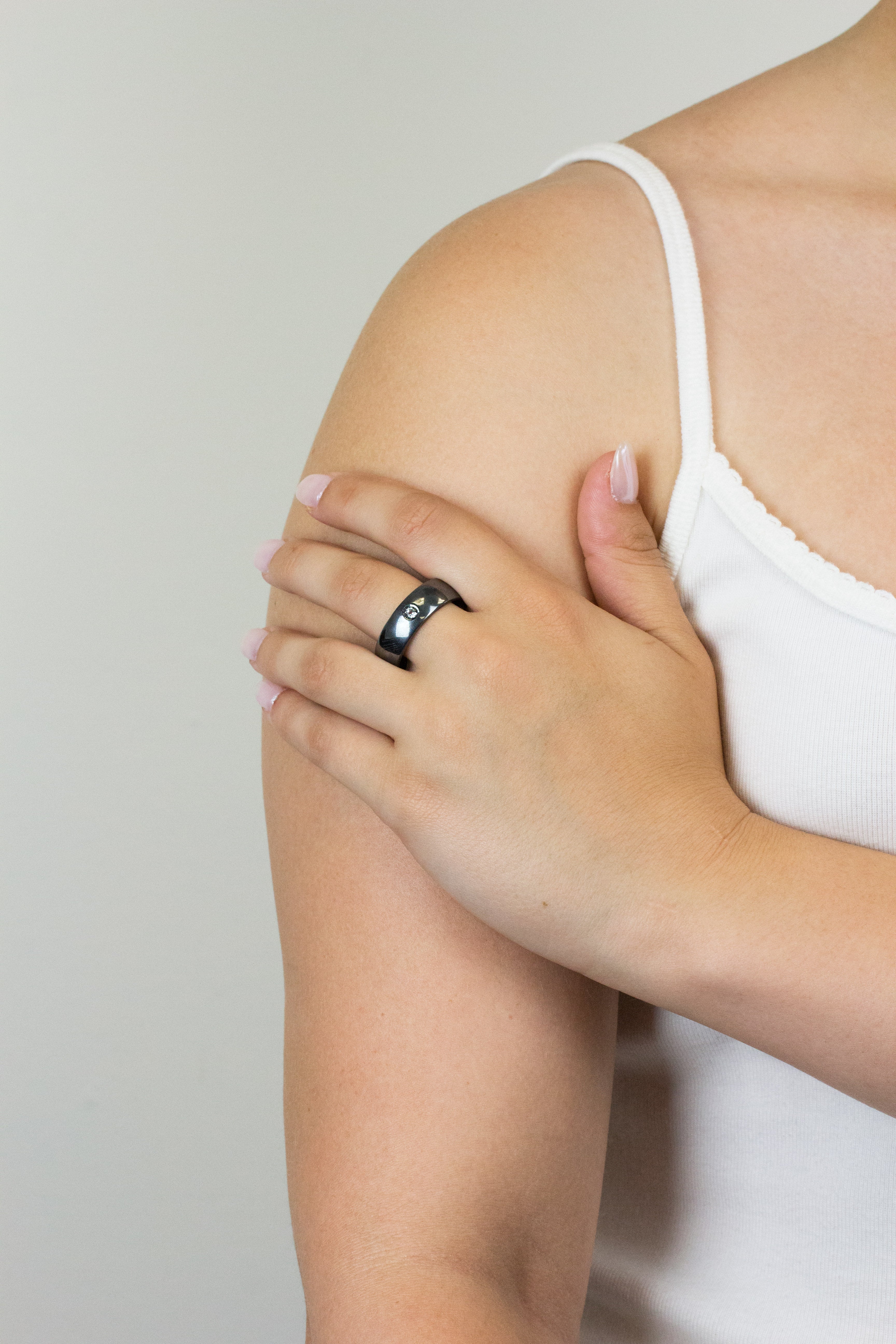 White Topaz ring on model
