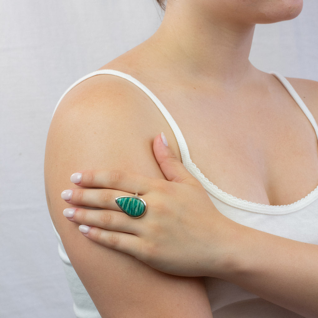 Amazonite ring on model