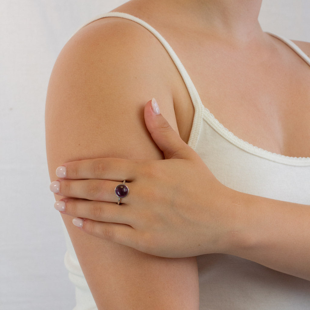 Amethyst ring on model