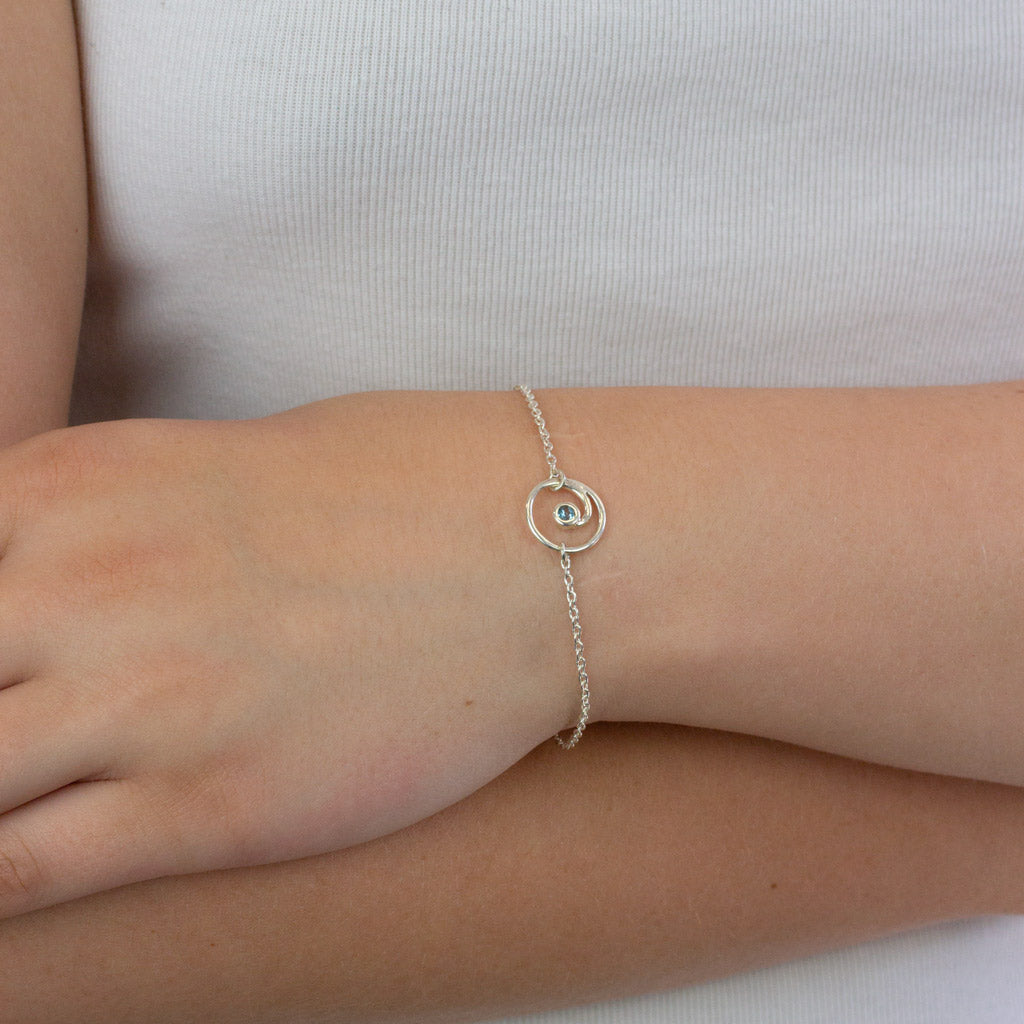 Blue Topaz gratitude Bracelet on model