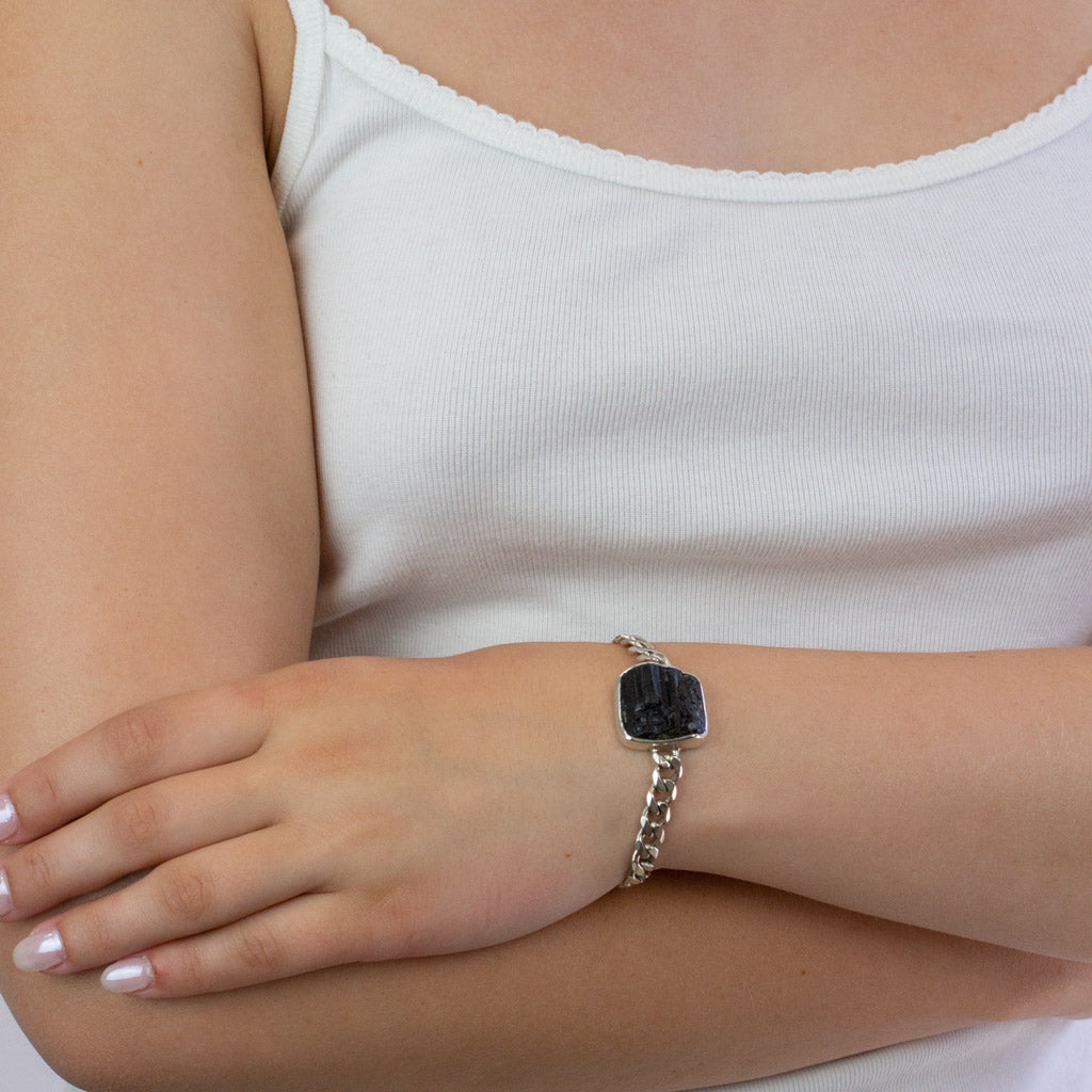 Black Tourmaline bracelet on model