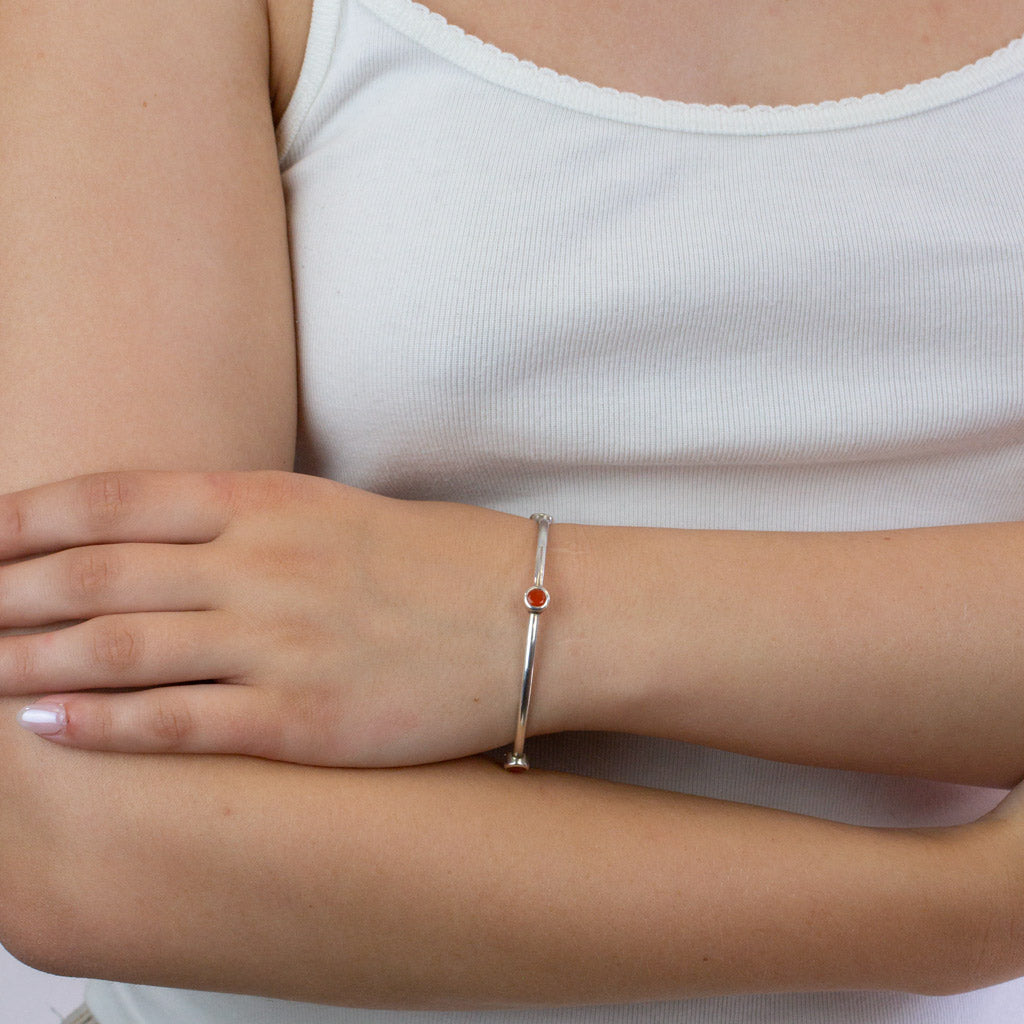 Faceted Carnelian bracelet on model