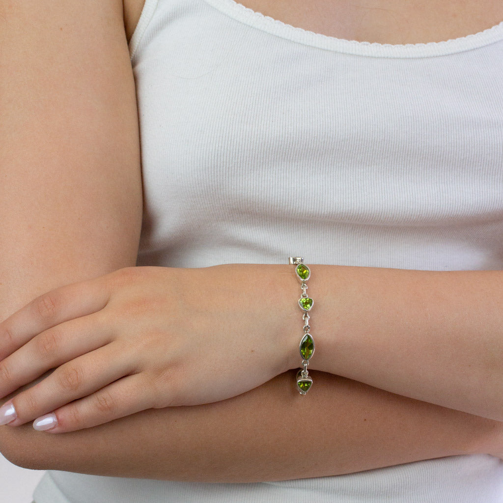 Peridot bracelet on model