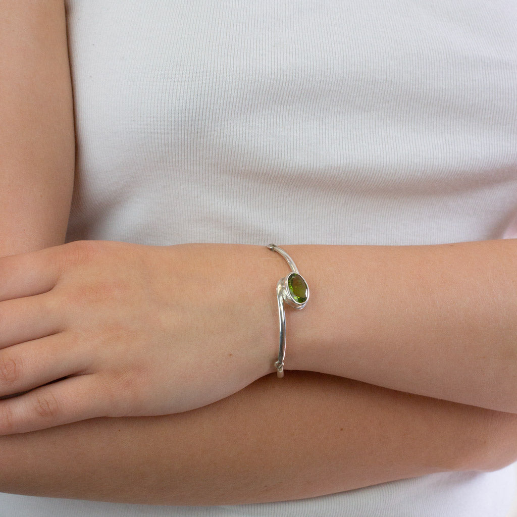 Peridot bracelet on model