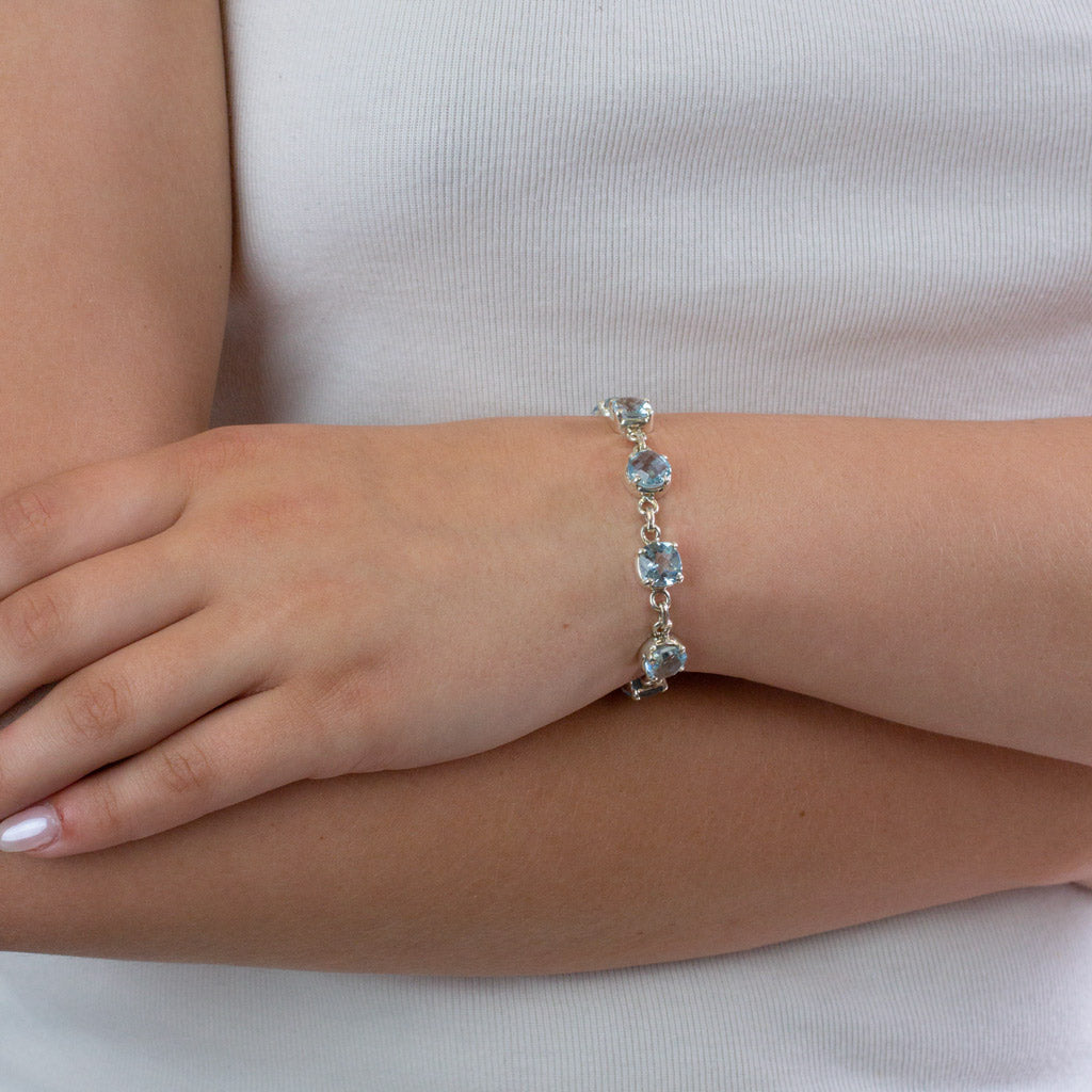 Blue Topaz Bracelet on model