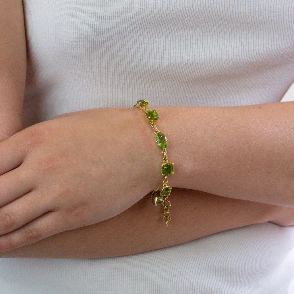 Peridot bracelet on model