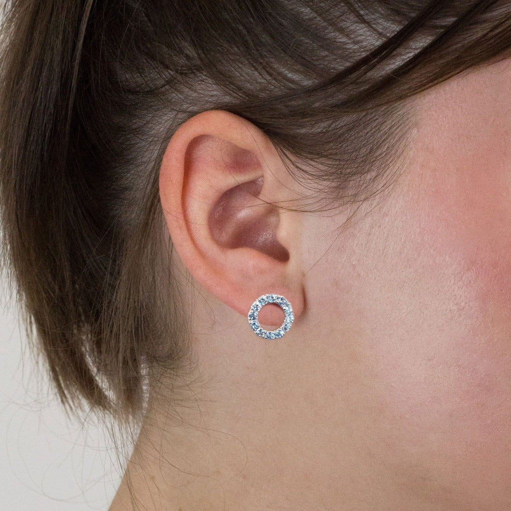 Blue Topaz studs on model