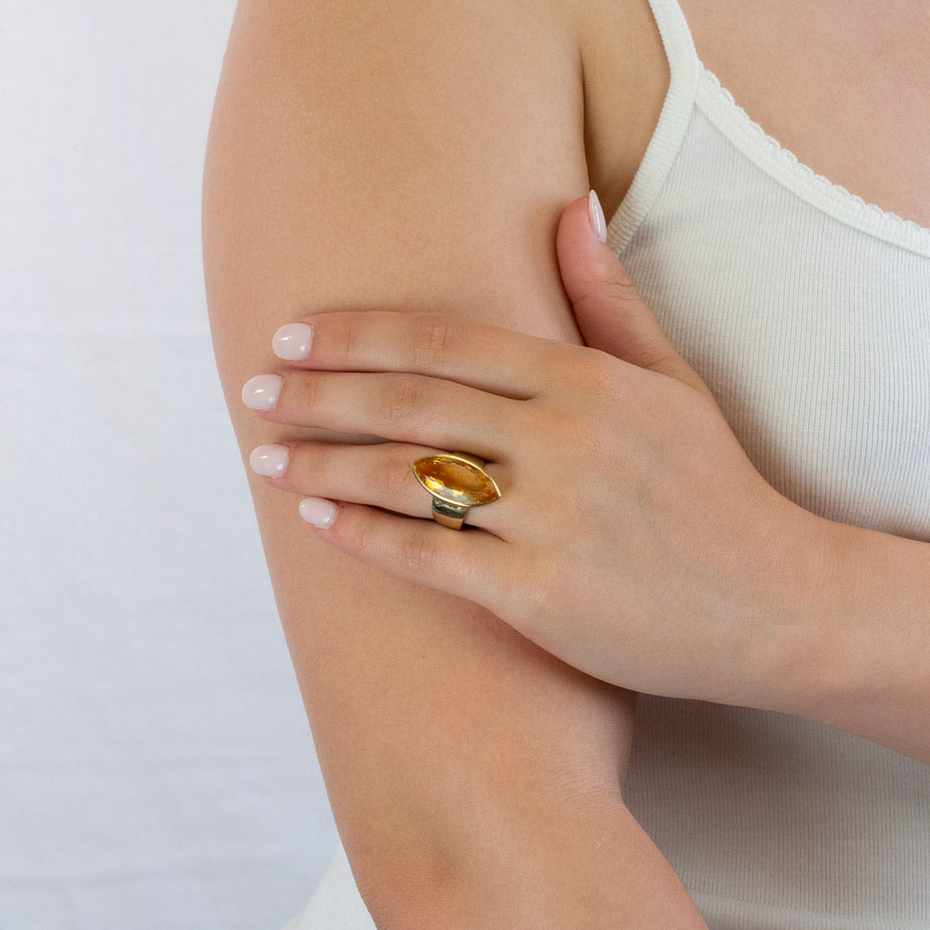 Citrine ring on model