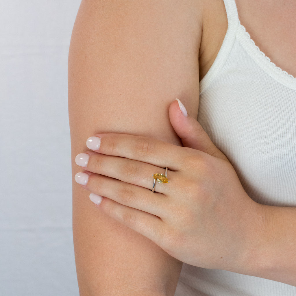 Faceted Citrine ring on model