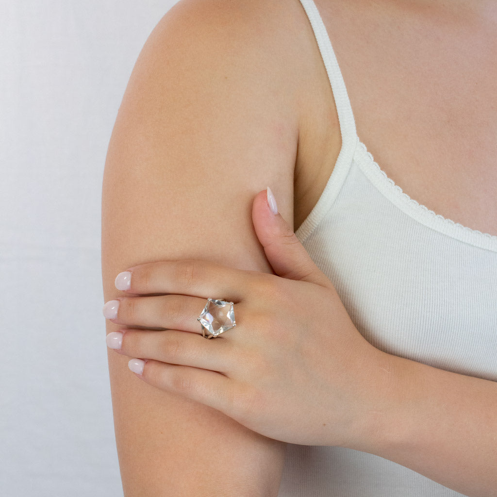 Clear Quartz ring on model