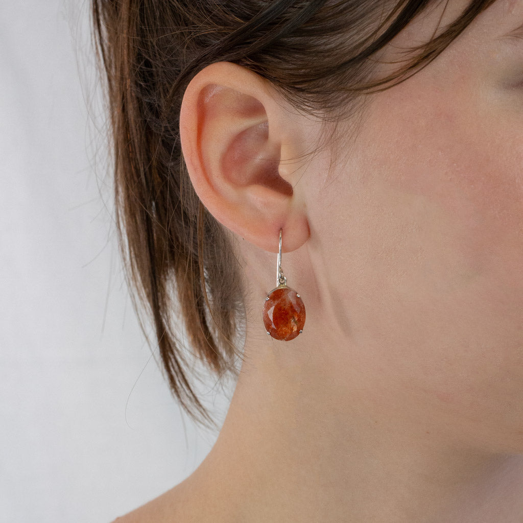 Sunstone Earrings on model