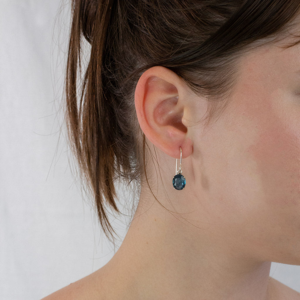 Faceted Oval Kyanite drop earrings