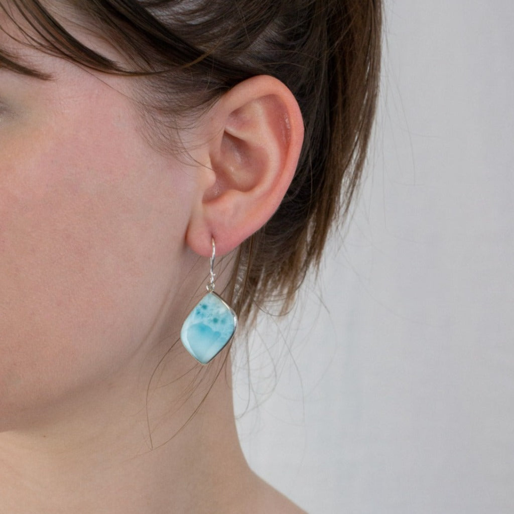Larimar Drop Earrings on model