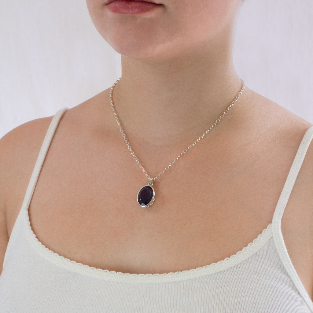 Iolite necklace on model