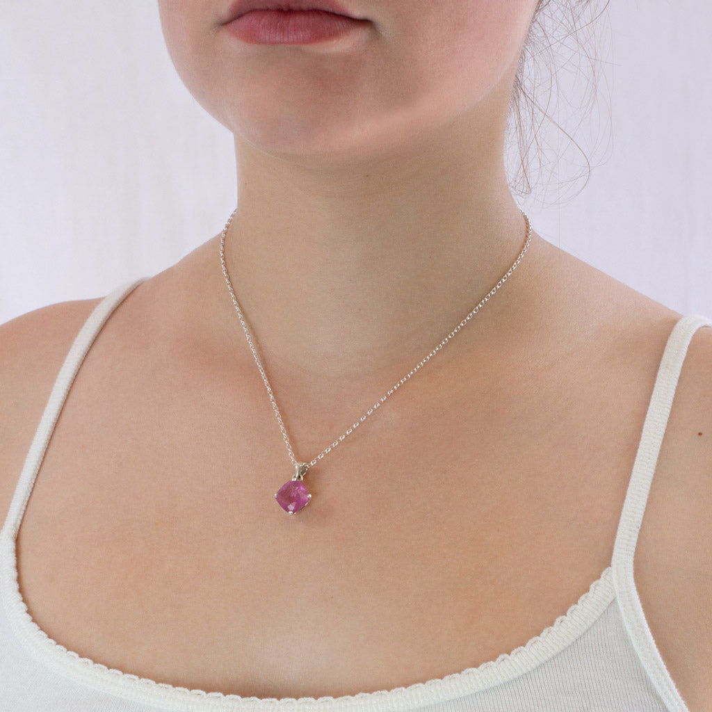 Pink Tourmaline necklace on model