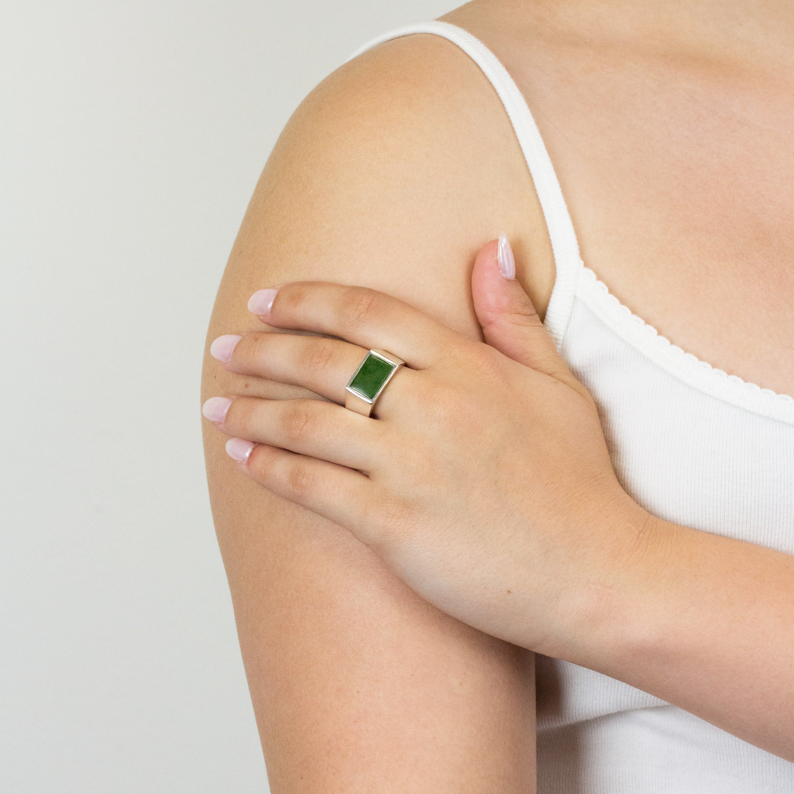 Nephrite ring on model