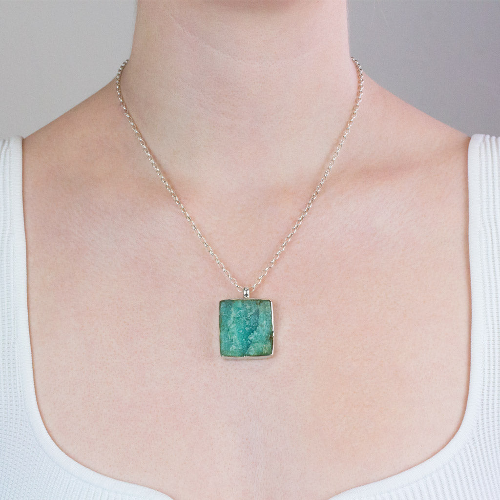 amazonite necklace on model