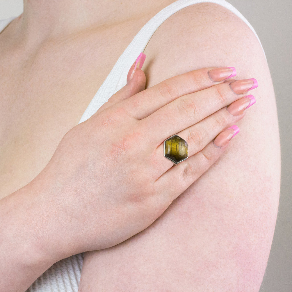 Tiger Eye Ring on Model